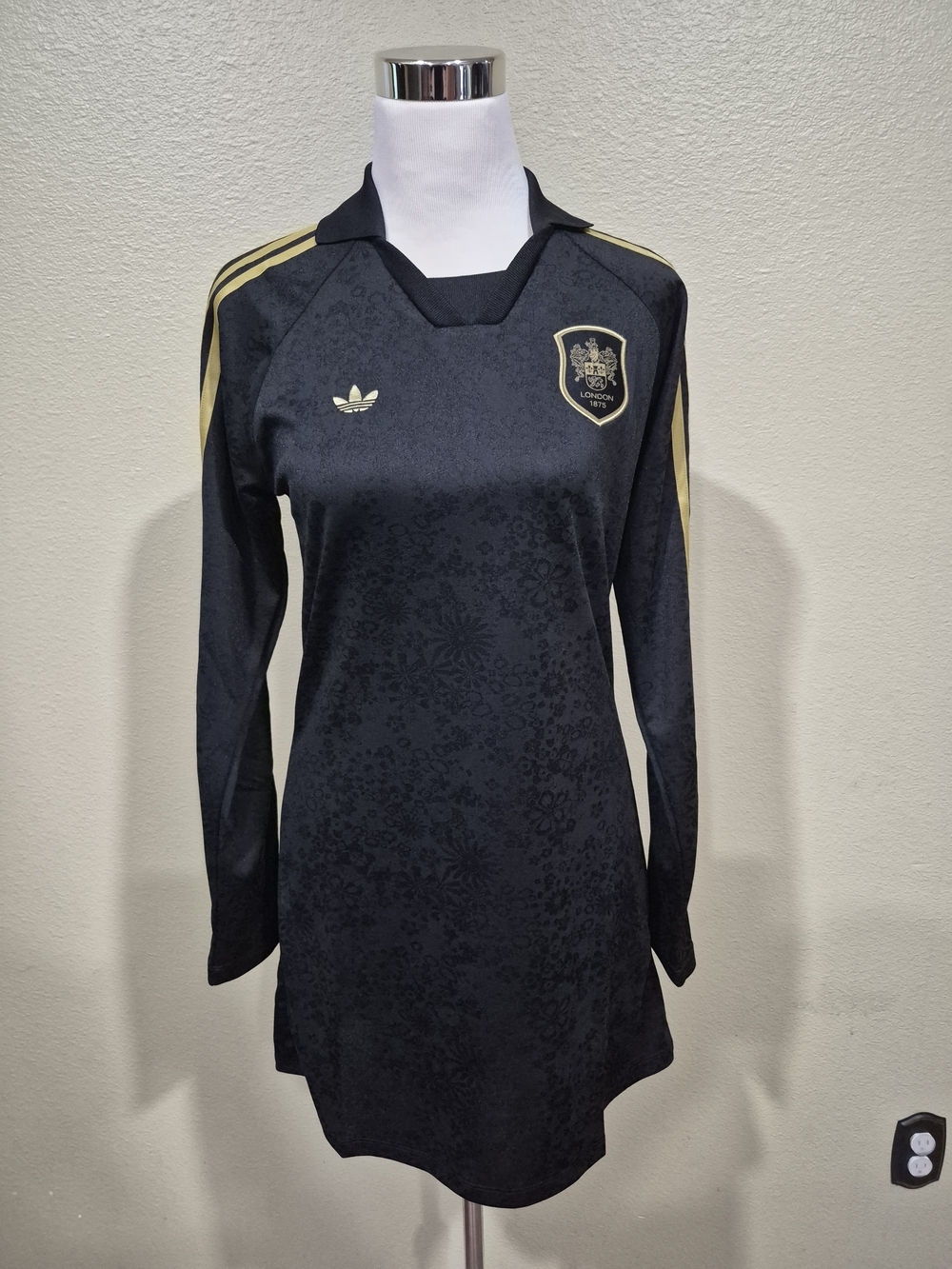Adidas Originals X Liberty London Black & Gold Long Sleeve Soccer Jersey Dress